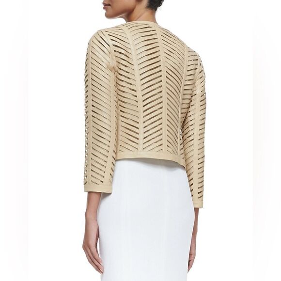 Ralph Lauren 2015 Resort Sandstone Beige Chevron Lamb Leather Zip Front Jacket - Picture 9 of 16